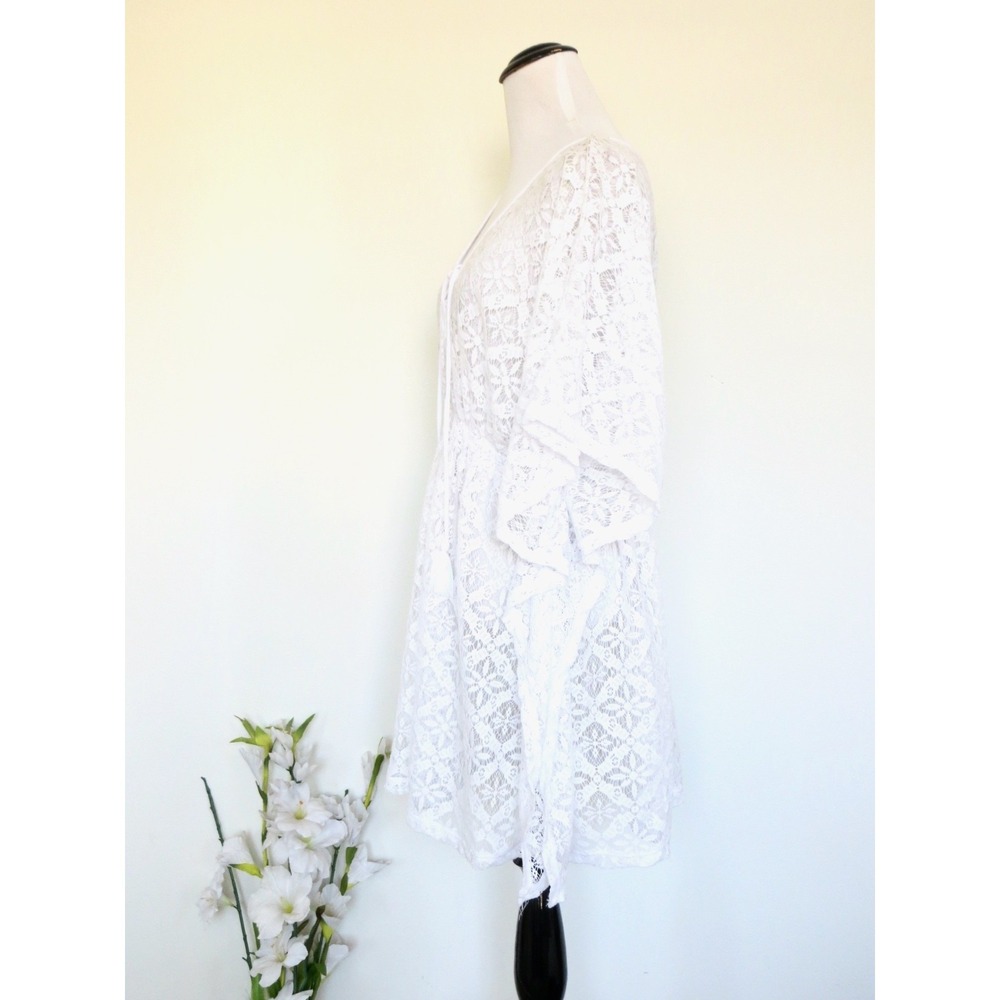 NEW! Miken Swim Crochet Lace Swimsuit Cover Up Pullover White SZ XL - Picture 3 of 7